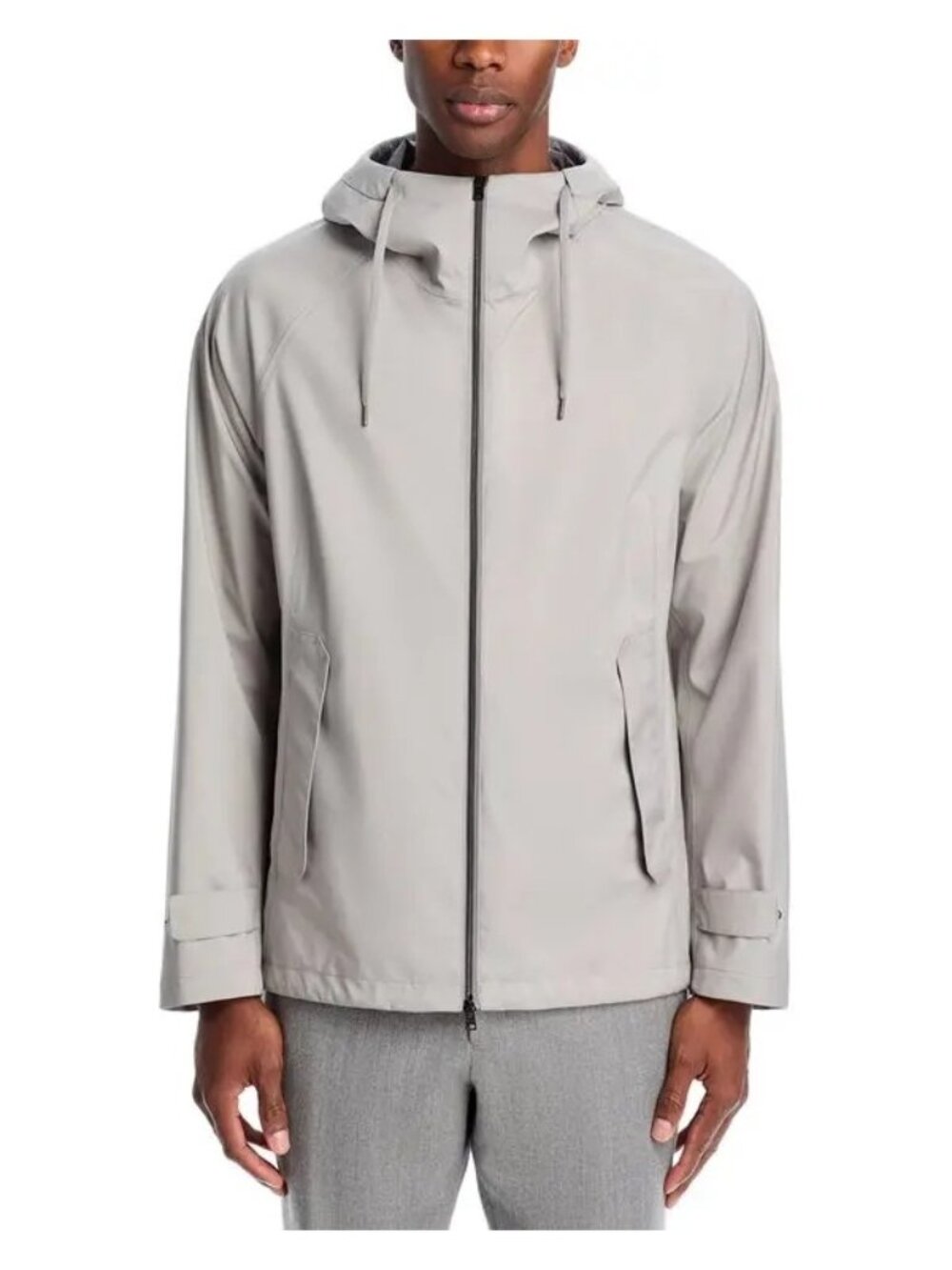 NWT Herno Full Zip Hooded Rain Jacket Gray Mens Size 54